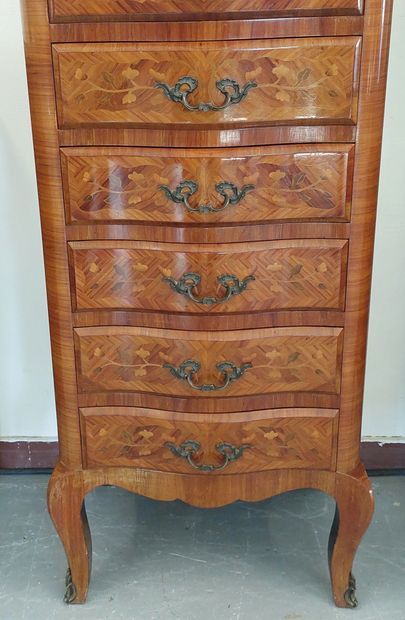 SEMAINIER with slightly curved front in marquetry...