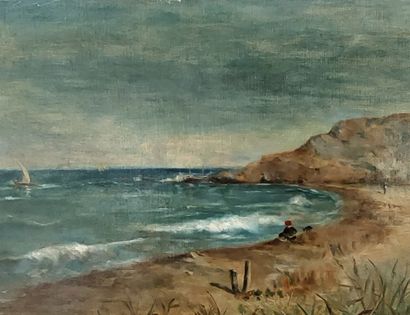 19th century French school 

Seaside 

Oil...