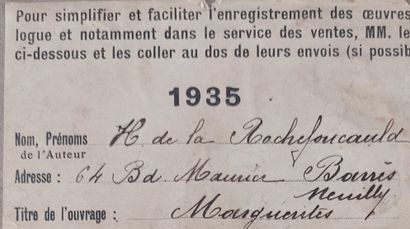 H de la Rochefoucault 

Bouquet 

Signed...