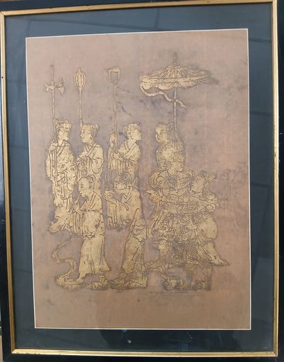 China, Han style, circa 1970, 

Three gold-enhanced...