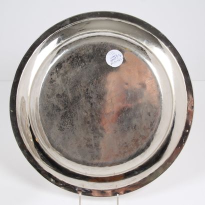 TWO ROUND DISHES
in silver-plated metal,...