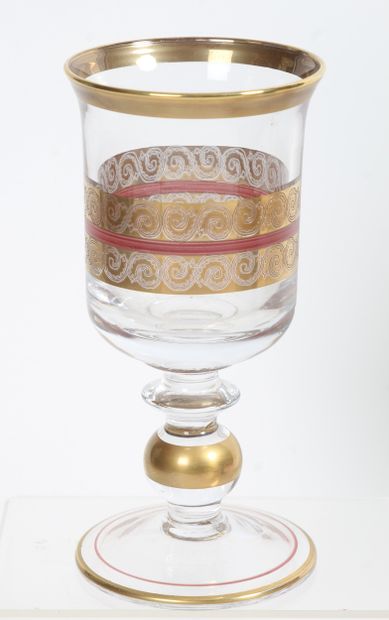 GLASSWARE LOT.
Three crystal decanters with...