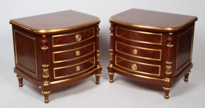 PAIR OF SMALL LOW UNITS
in walnut, burr walnut...