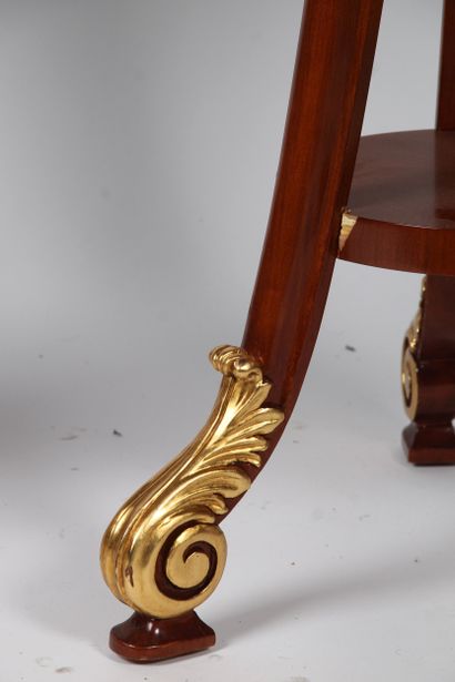 PAIR OF 18th-CENTURY STYLE SADDLES
in mahogany...