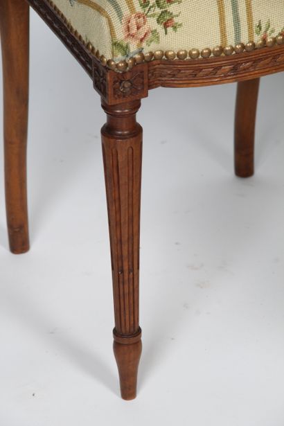 FOUR LOUIS XVI STYLE CHAIRS
in natural wood,...
