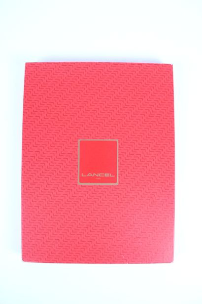 LANCEL Clutch bag in light red leather with...