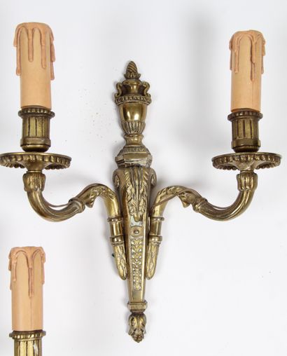 PAIR OF LOUIS XVI STYLE SCONCES
in bronze,...