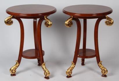PAIR OF 18th-CENTURY STYLE SADDLES
in mahogany...