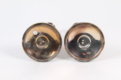 SMALL PAIR OF CANDLES, in silver-plated copper,...