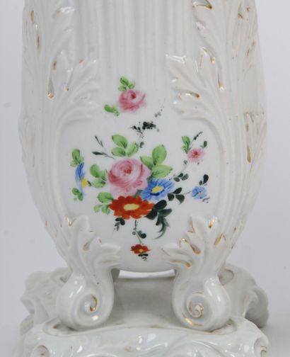 PAIR OF VASES, in white porcelain from Paris,...