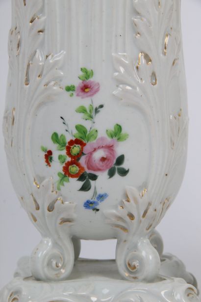 PAIR OF VASES, in white porcelain from Paris,...