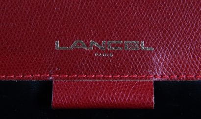 LANCEL Clutch bag in light red leather with...