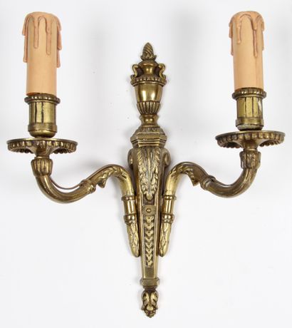PAIR OF LOUIS XVI STYLE SCONCES
in bronze,...