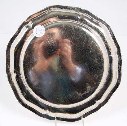 TWO ROUND DISHES
in silver-plated metal,...