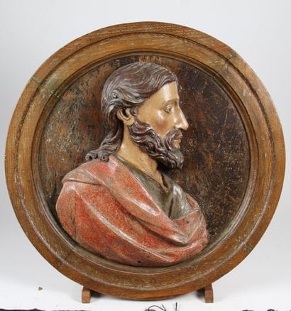 LARGE ITALIAN MEDALLION, wood, late 18th/early...