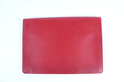 LANCEL Clutch bag in light red leather with...
