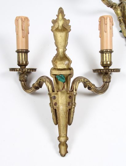 PAIR OF LOUIS XVI STYLE SCONCES
in bronze,...