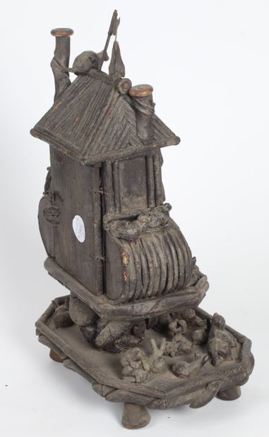 BLACK FOREST STYLE HANGING LAMP, in wood....