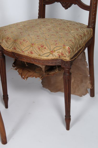 FOUR LOUIS XVI STYLE CHAIRS
in natural wood,...
