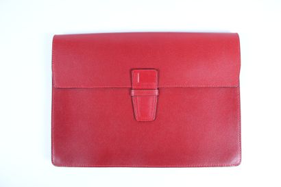 LANCEL Clutch bag in light red leather with...