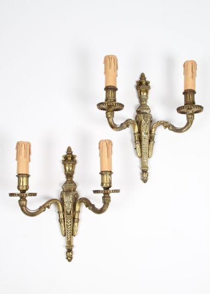 PAIR OF LOUIS XVI STYLE SCONCES
in bronze,...