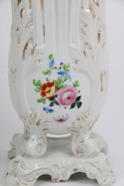 PAIR OF VASES, in white porcelain from Paris,...