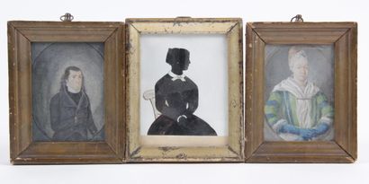 LOT OF THREE MINIATURES ON VELLUM
Two painted...