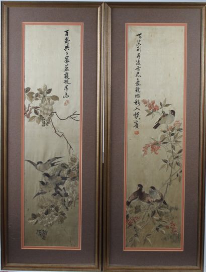 CHINE, début XXe siècle
Suite de quatre panneaux...