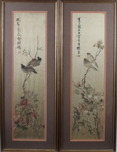 CHINE, début XXe siècle
Suite de quatre panneaux...