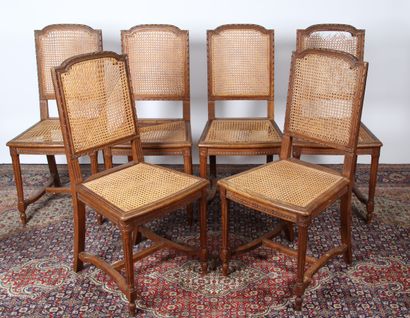 SUITE OF SIX LOUIS XVI DINING ROOM CHAIRS
in...