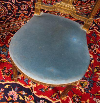 Pair of Louis XVI style chairs in gilded,...