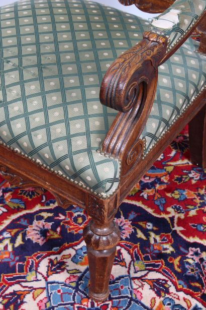 Large Renaissance-style armchair, carved...