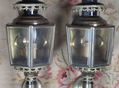 Pair of copper, bronze and brass CALECHE...