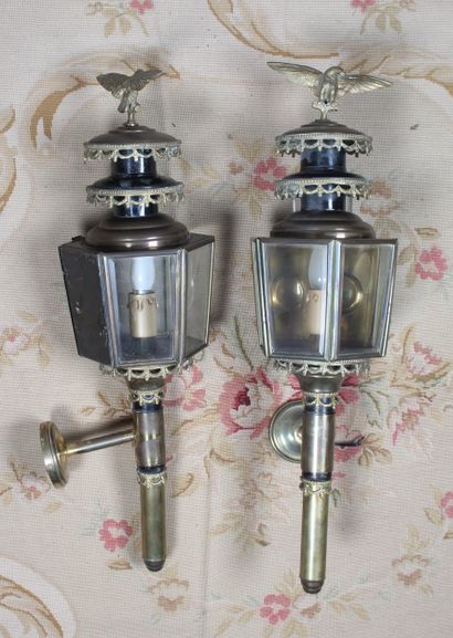 Pair of copper, bronze and brass CALECHE...