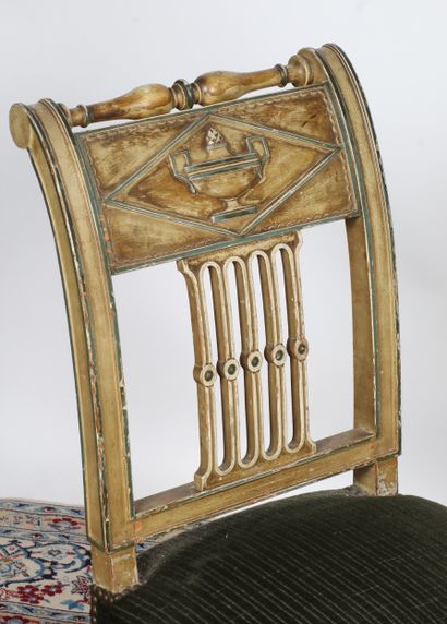 PAIR OF DIRECTOIRE EPOQUE CHAIRS, in two-tone...