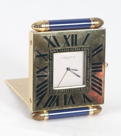CARTIER. Travel or desk clock. Quartz movement,...