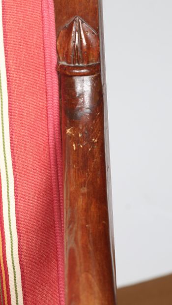 TWO RESTORATION STYLE CHAIRS, mahogany, slightly...