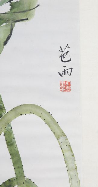 CHINE, XXe siècle
Grande peinture verticale...