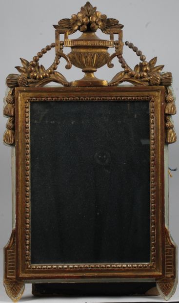 SMALL TOILET MIRROR; 
Louis XVI style, molded...