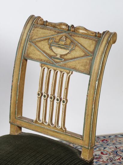 PAIR OF DIRECTOIRE EPOQUE CHAIRS, in two-tone...
