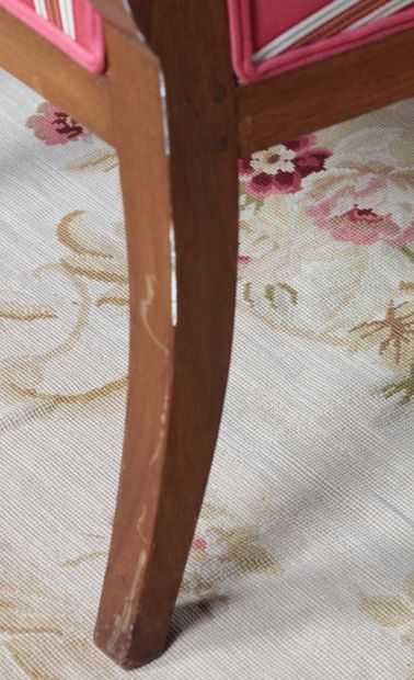 TWO RESTORATION STYLE CHAIRS, mahogany, slightly...