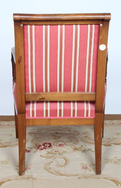 TWO RESTORATION STYLE CHAIRS, mahogany, slightly...
