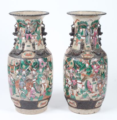 CHINE, Nankin, début du XXe siècle.
Paire...
