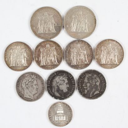 LOT DE PIÈCE EN ARGENT :
2 pièces 50 Fr type...