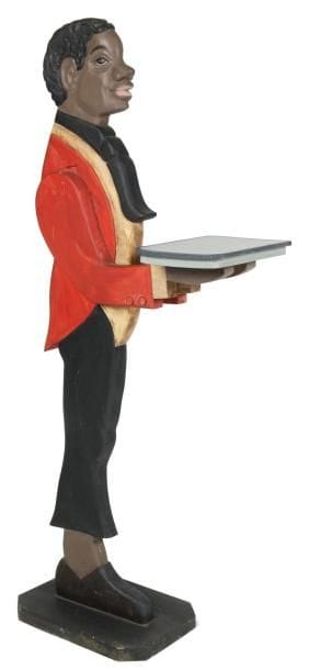 Serviteur en bois polychrome avec plateau...