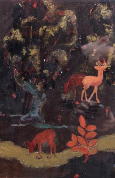 Simone PAULIER (1916-2010)
Paysage aux animaux...
