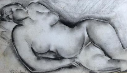 Auguste MAMBOUR (1896-1968)
Nu allongé Fusain...