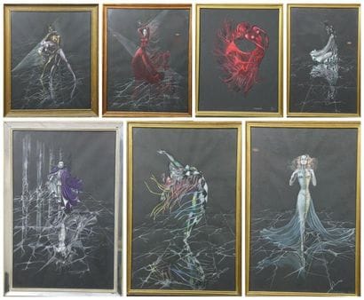VENCE (XXe)
Sept pastels sur papier noir...