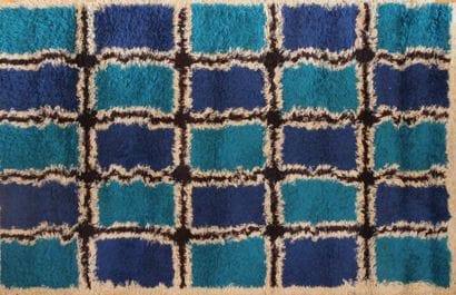 Suède 1970 Tapis
Rya en laine à damiers bleus...
