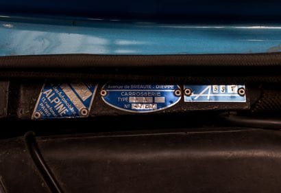 1971 ALPINE A110 1600 S
Carte grise française
Châssis...